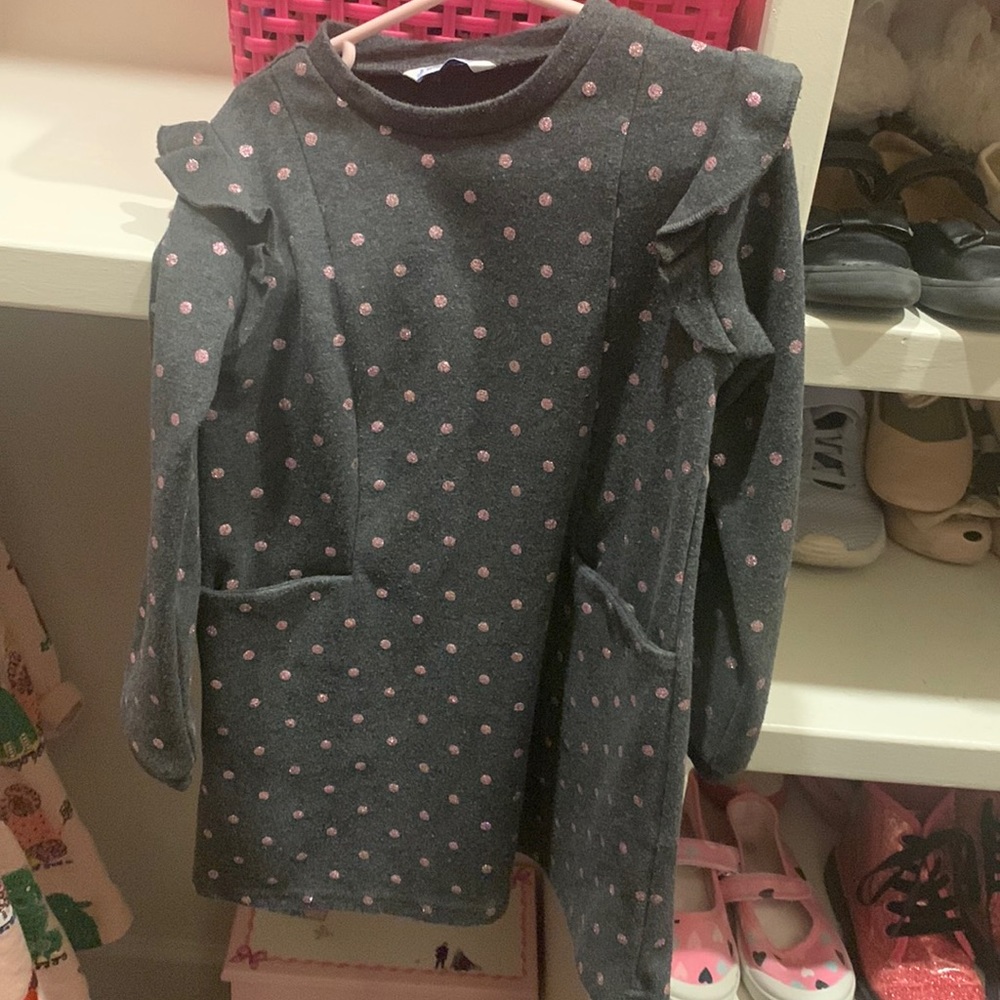 Mayoral gray dress with pink dots